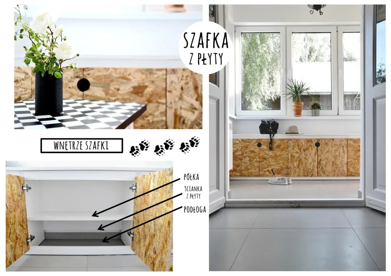 Projekt szafki na buty z desek schemat